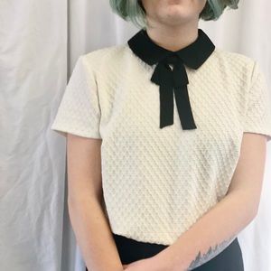 White blouse with Peter Pan colar